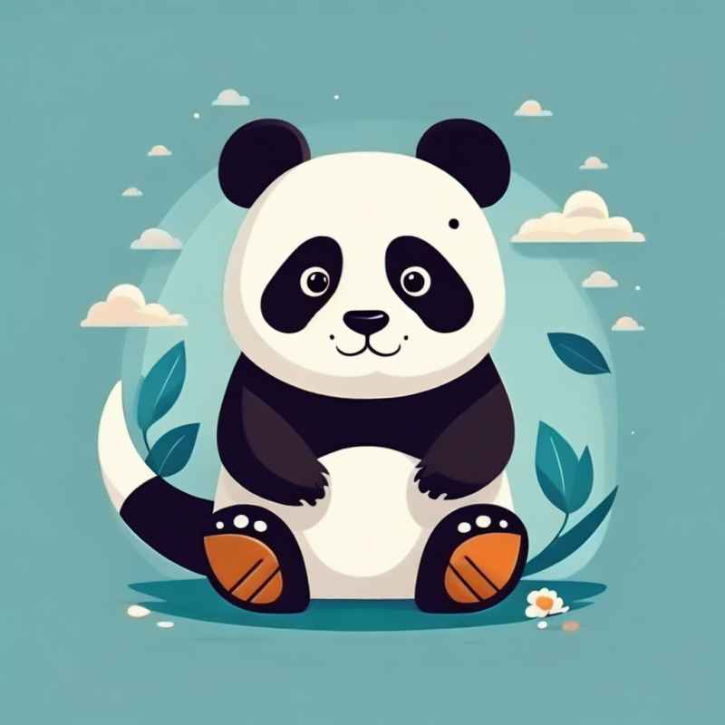 可爱熊猫插画简约风格 100