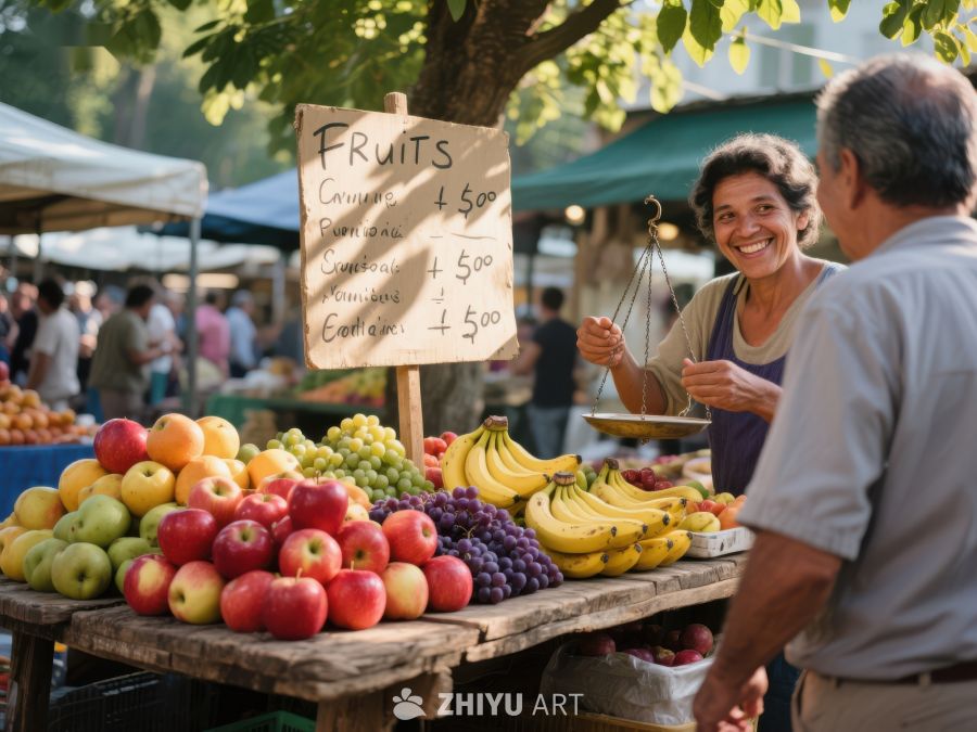 市场摊位上的水果交易 477
