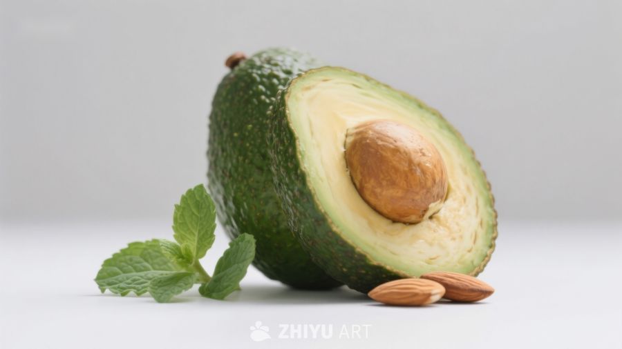 新鲜牛油果与薄荷叶和杏仁 846