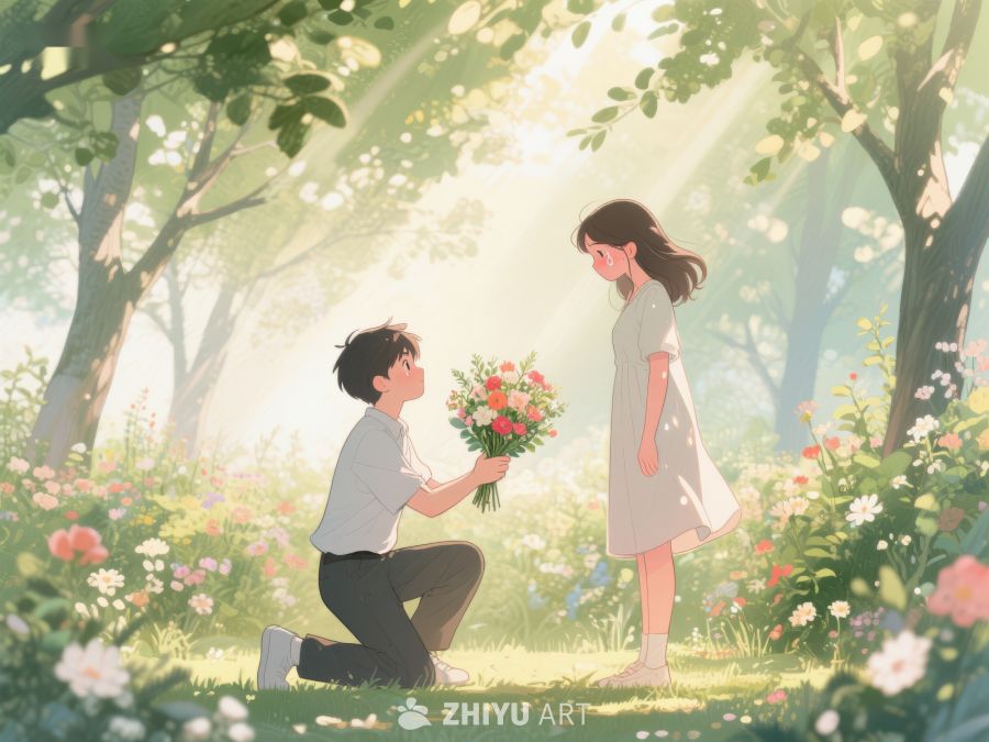 林间求婚，花束传递深情 478