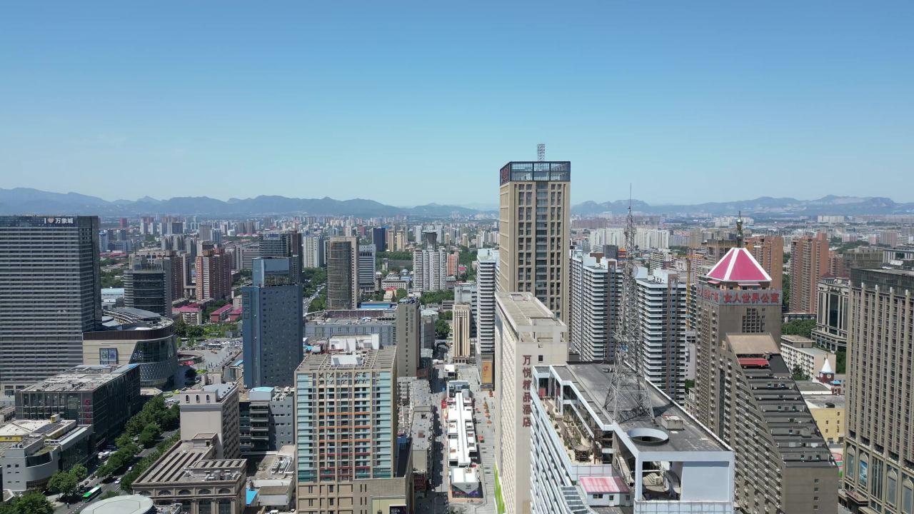 航拍河北石家庄湾里庙商业街