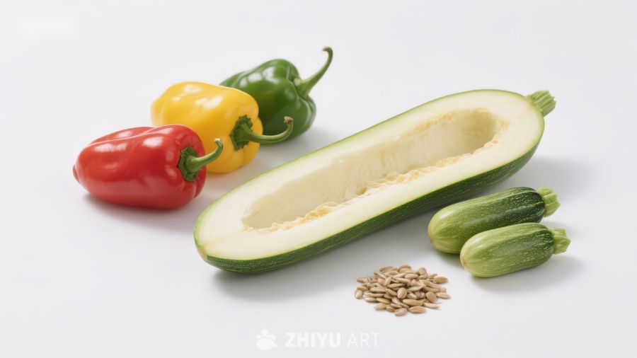 新鲜蔬菜与瓜籽展示