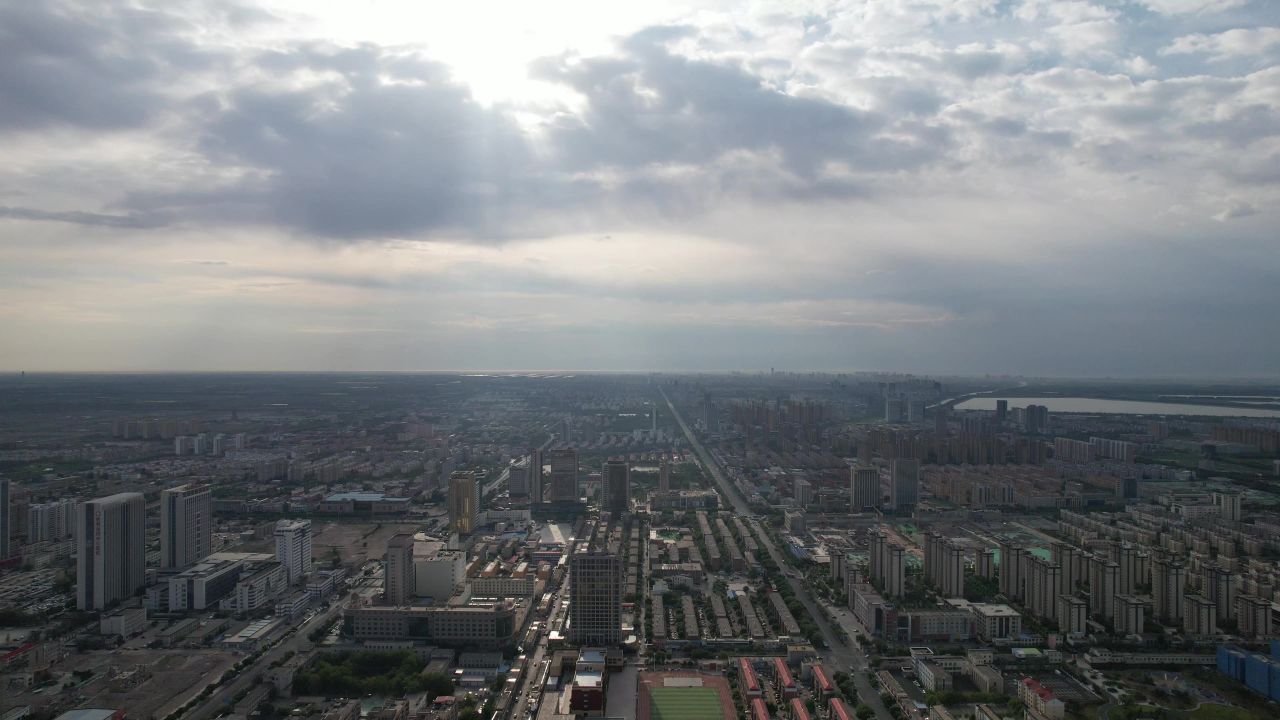  山东东营城市建设城市大景航拍