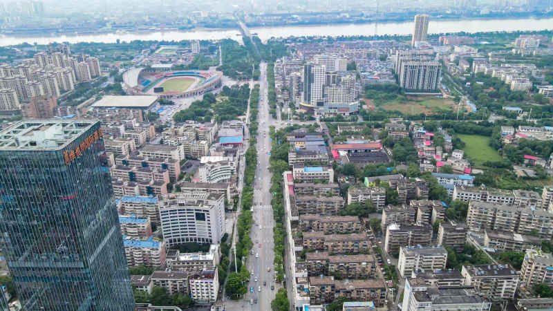湖南湘潭城市风光航拍摄影图