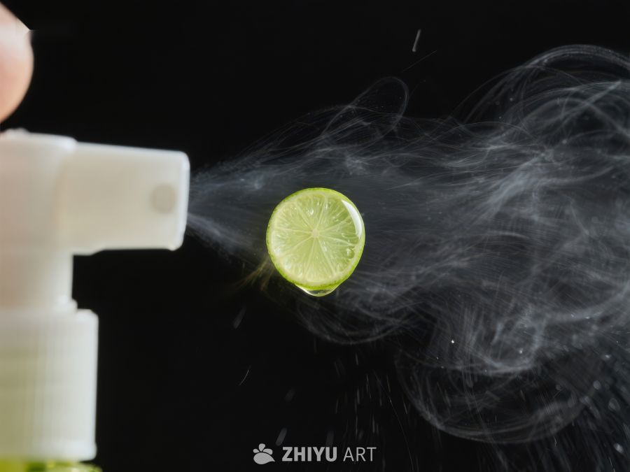 喷雾器喷射烟雾环绕青柠 323