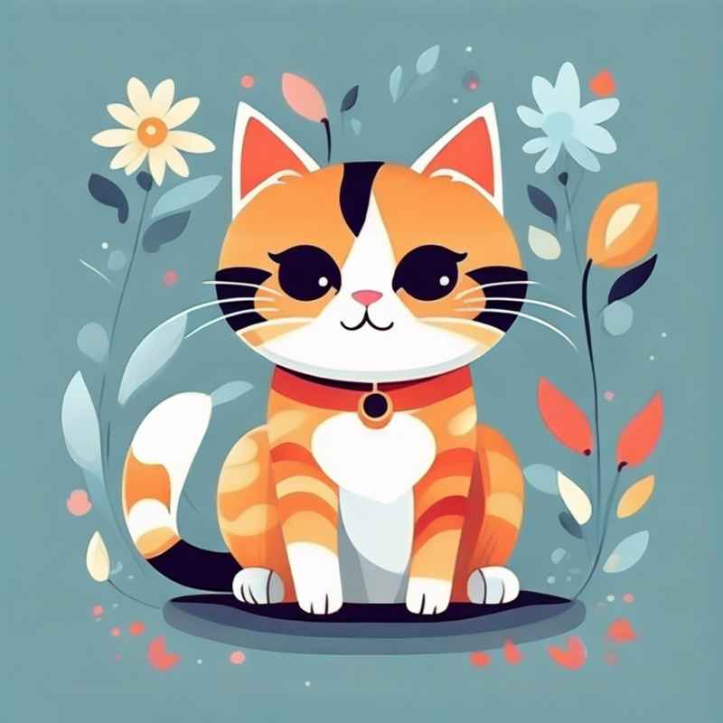 小花猫唯美插画 67
