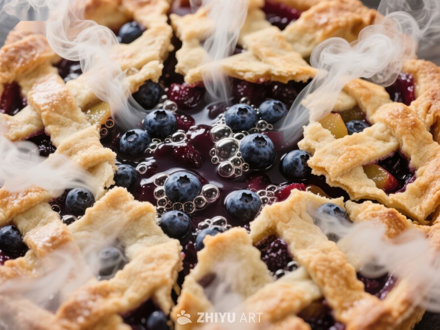 热腾腾的浆果派散发蒸汽