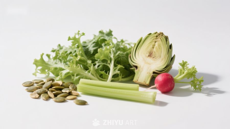 新鲜蔬菜与种子静物组合