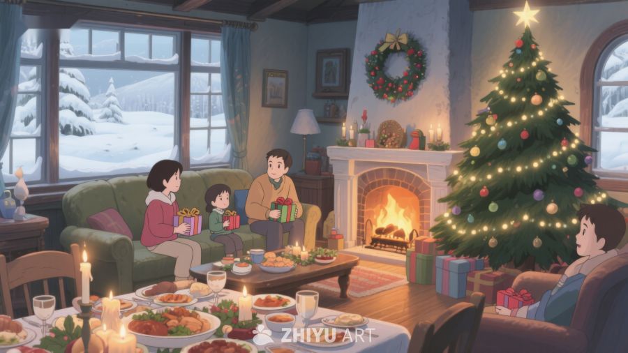 温馨家庭圣诞夜聚餐 233