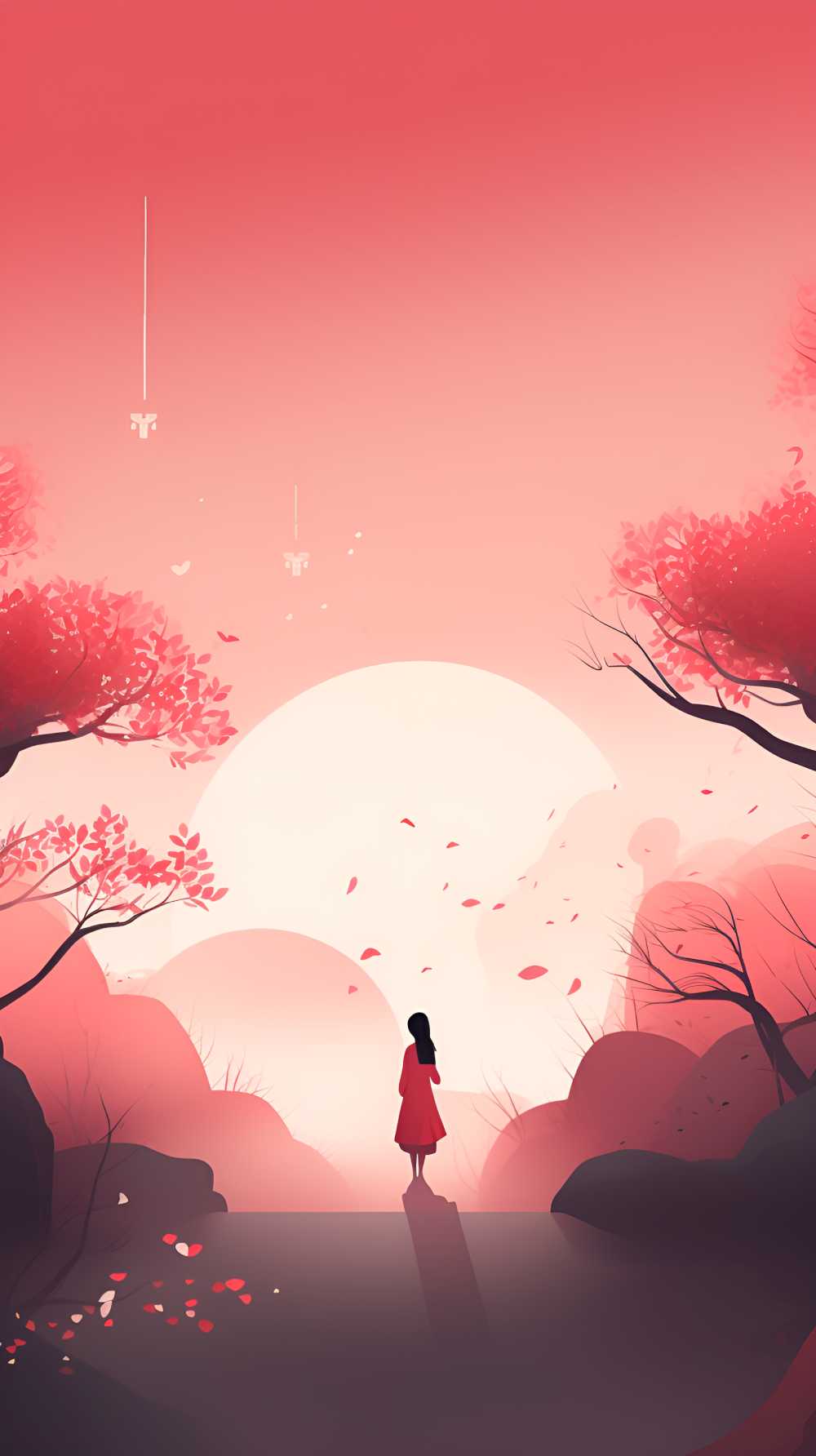 红色唯美背景意境