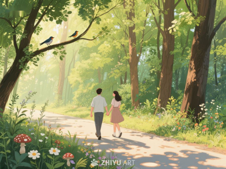 林间小径上的浪漫漫步 472