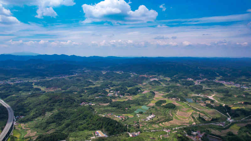 山川丘陵农田农业种植美丽乡村航拍 
