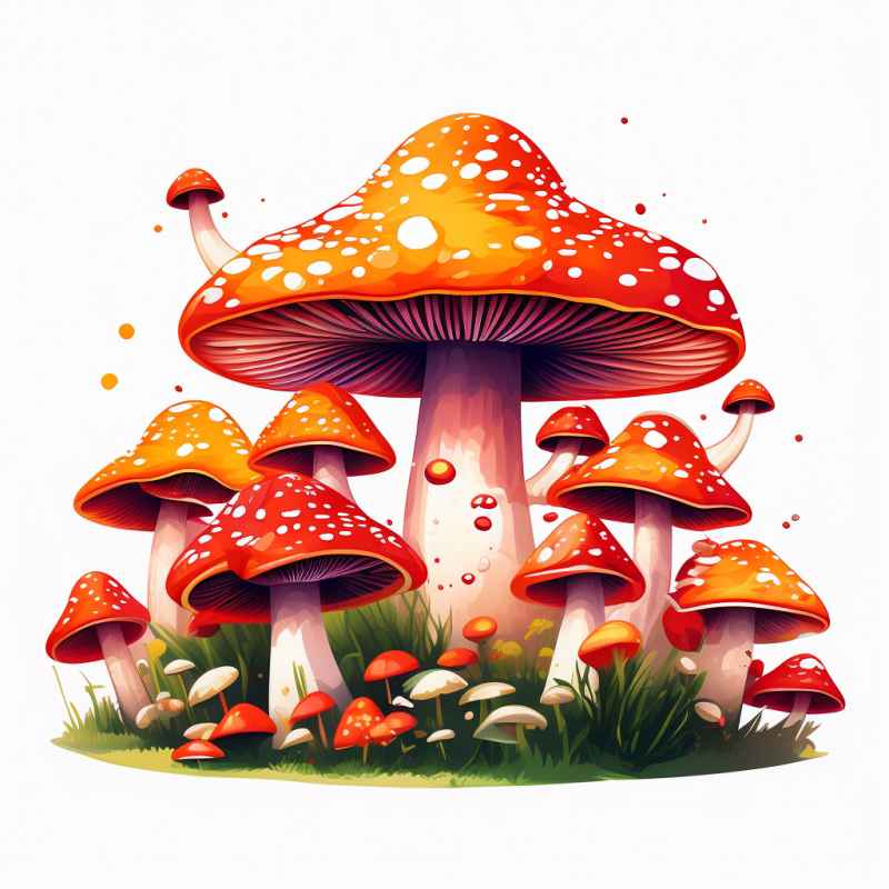 色彩缤纷的卡通蘑菇有浅橙色 5