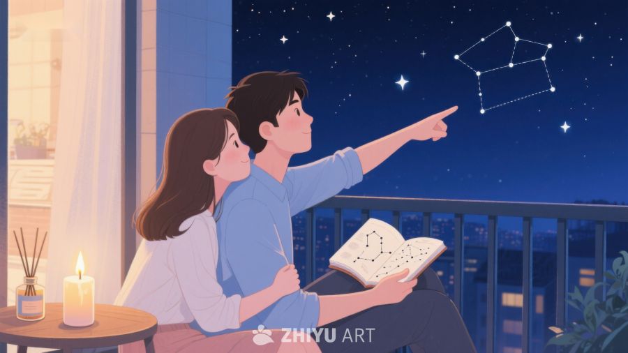夜空下共赏星座的温馨时刻 582