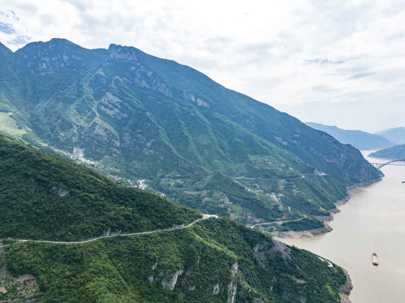 湖北长江三峡风光航拍图 