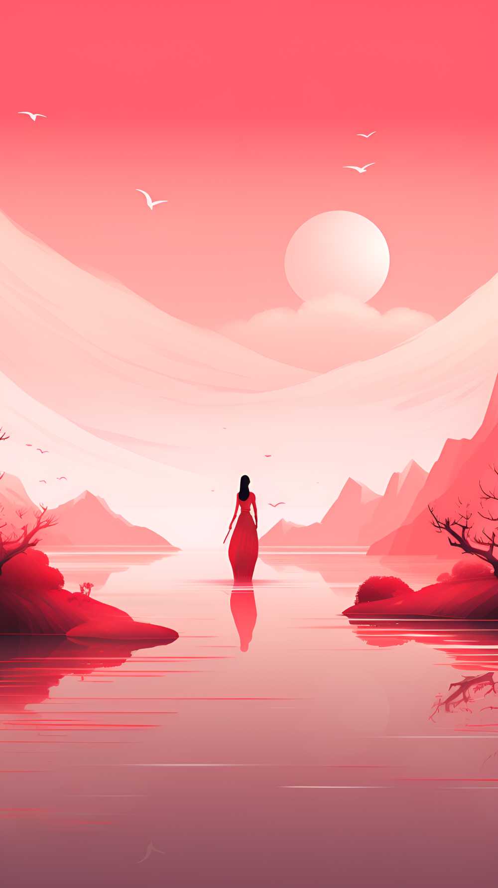 红色唯美背景意境