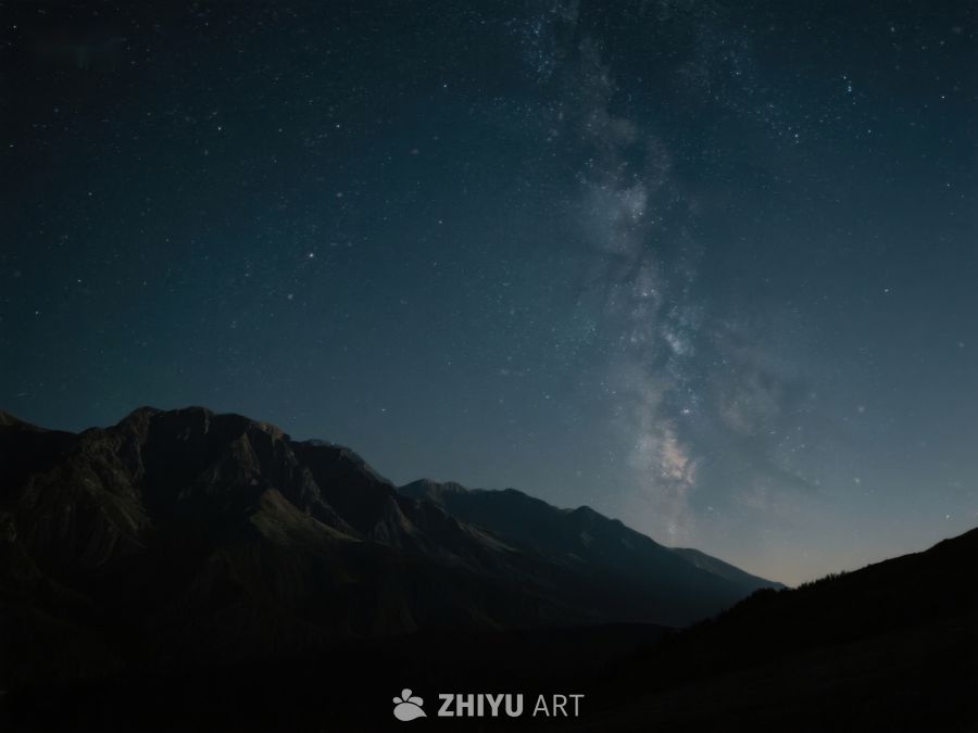 夜空银河与山脉剪影 455