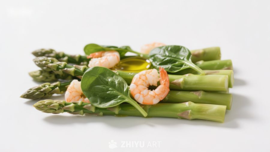 虾仁芦笋配菠菜橄榄油