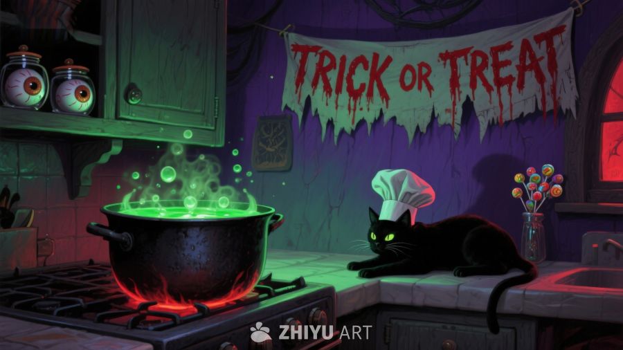 万圣节厨房：黑猫与魔法锅