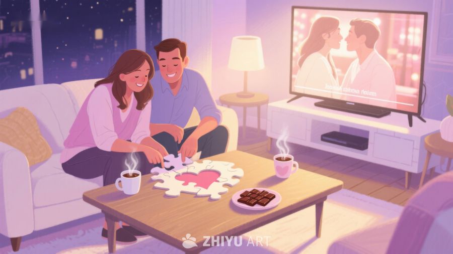 情侣夜晚拼图享受温馨时光 277