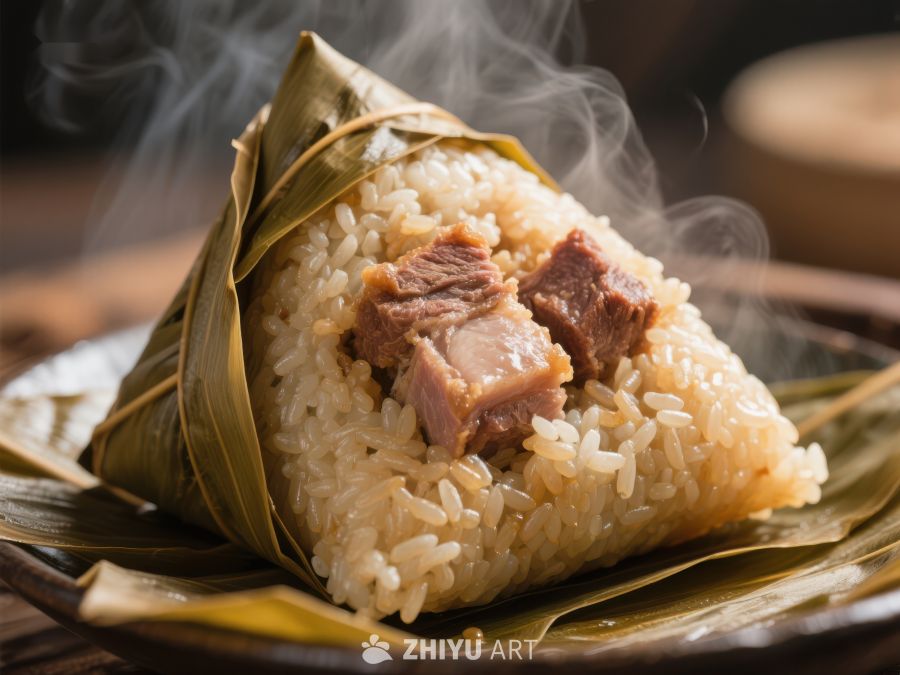 热气腾腾的粽子，糯米与肉馅的完美结合 948