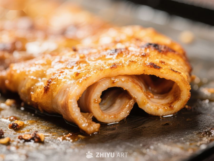 香煎鱿鱼卷特写