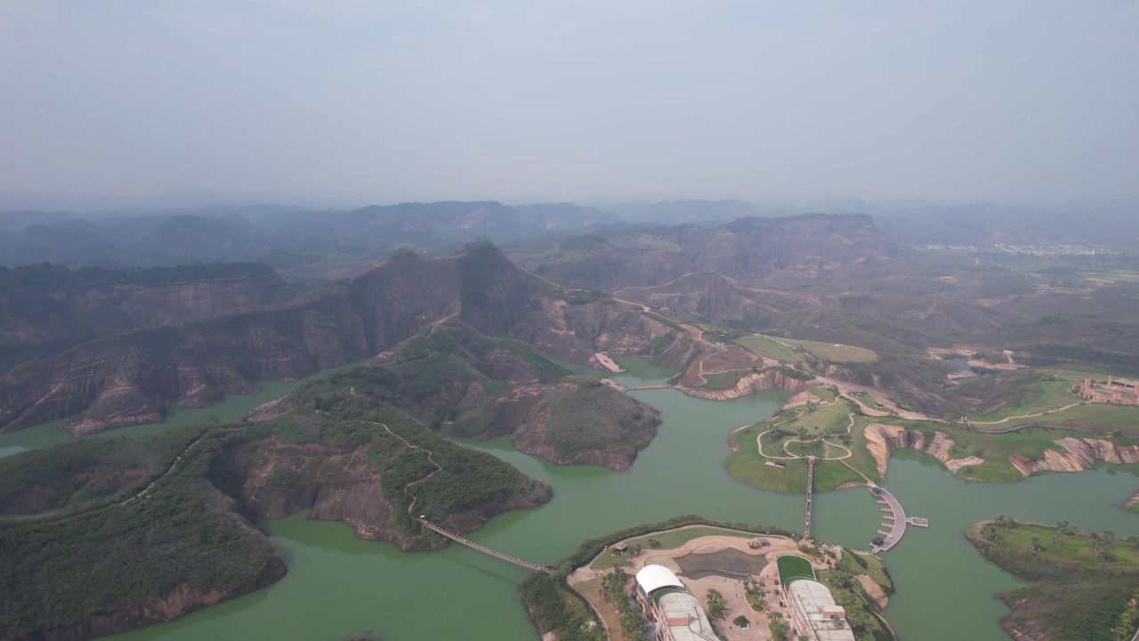 湖南郴州高倚岭风景区丹霞地貌航拍 