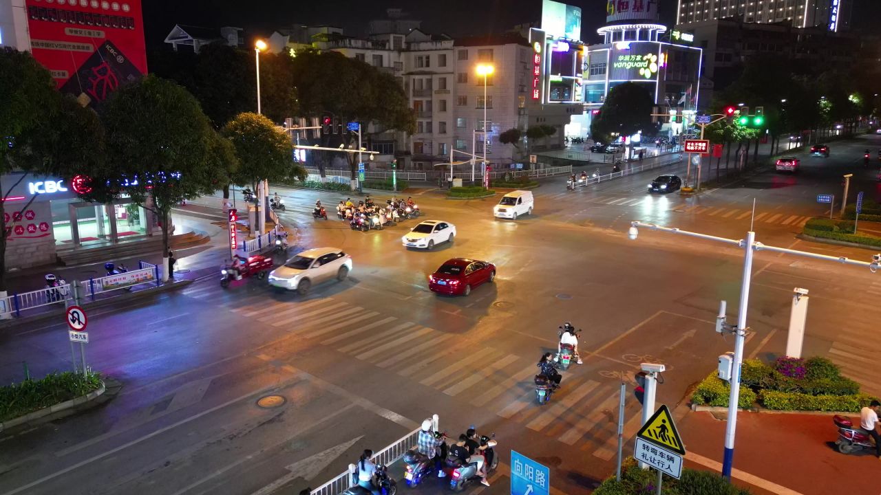 广西 百色 城市 夜景 灯光 航拍