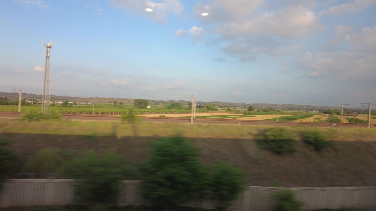 沿途火车窗外风景旅途风光实拍  