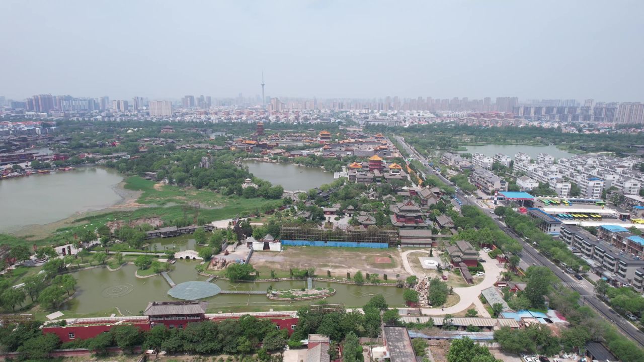 航拍河南开封天波杨府翰园碑林