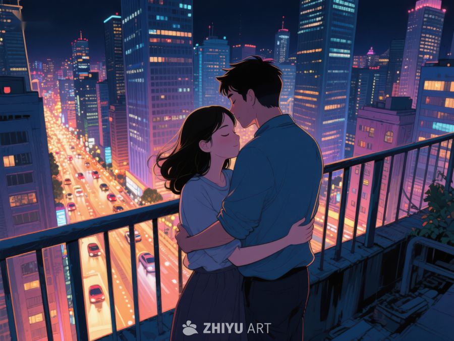 夜景中的情侣拥抱 939