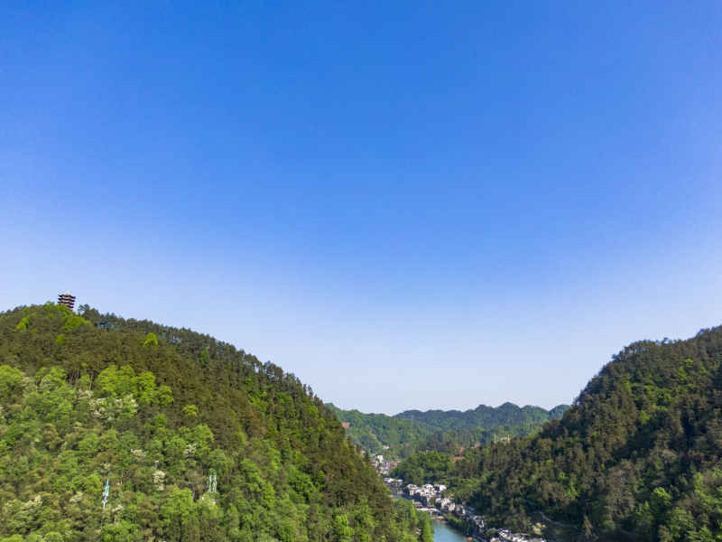 湖南湘西凤凰古城航拍
