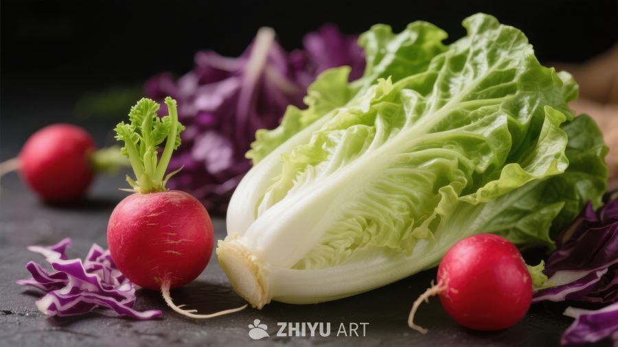 新鲜生菜与红萝卜的组合