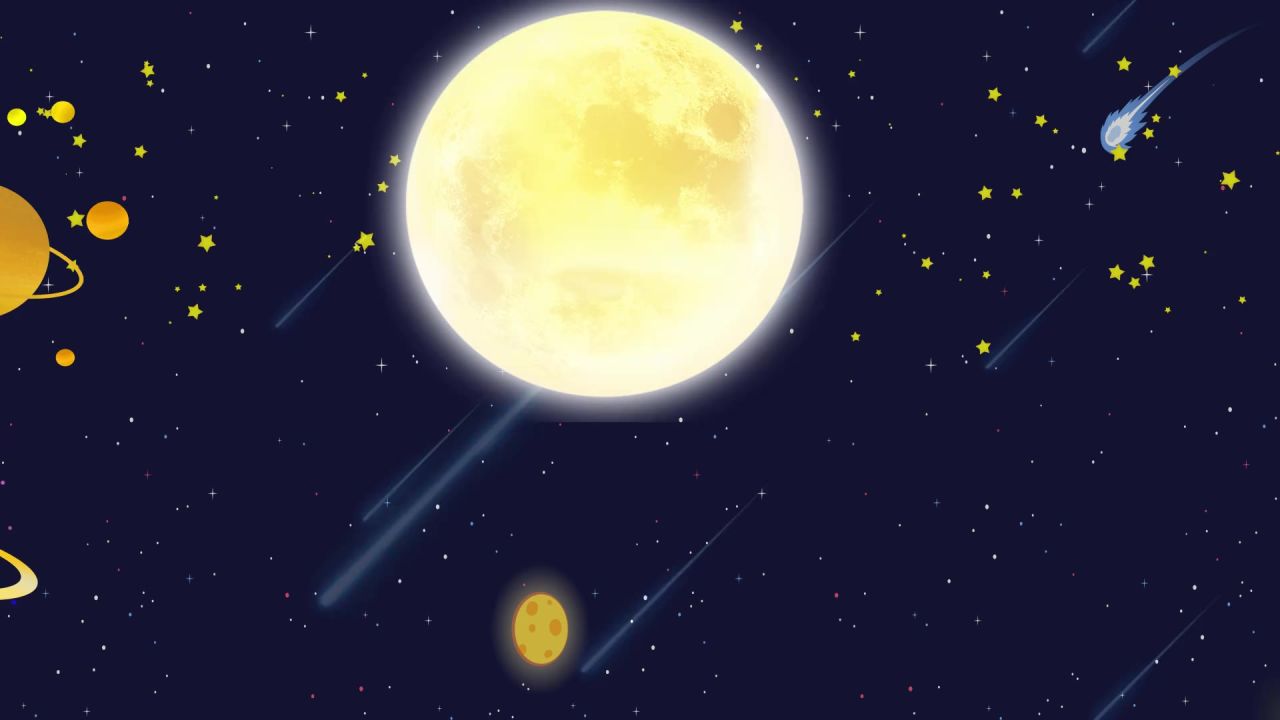 唯美大海上升月亮白月光蓝色夜空圆月明月大屏幕舞台LED视频  61