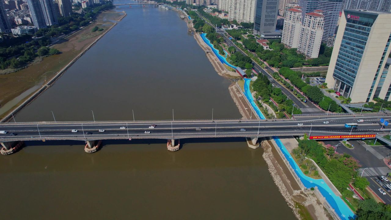 航拍福州鳌峰大桥景观
