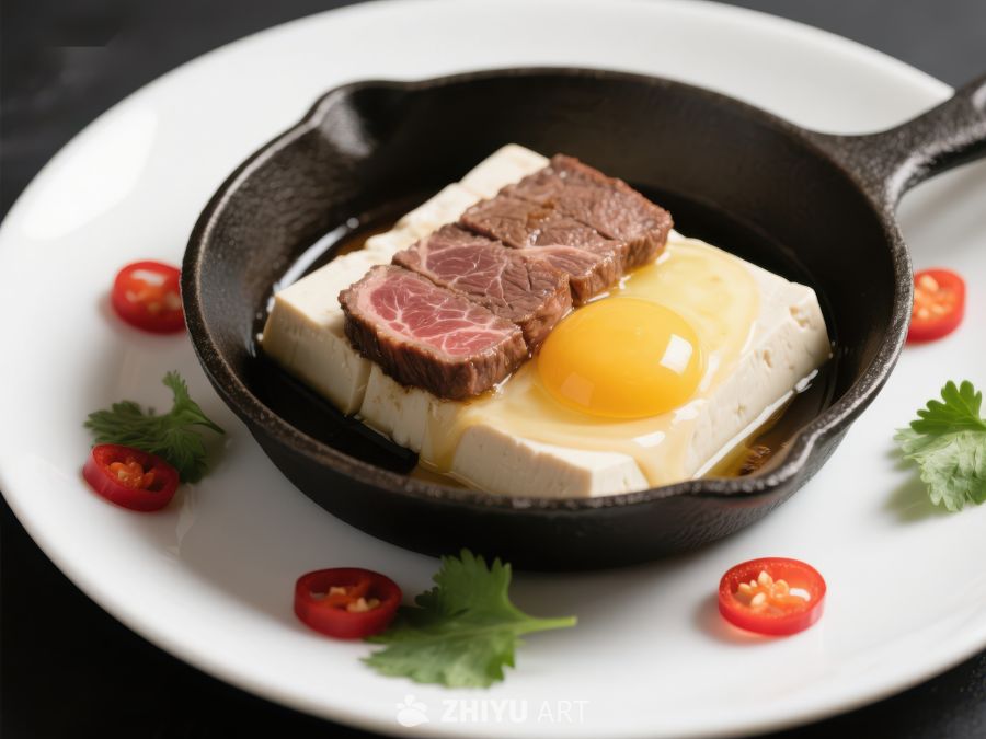 铁锅煎蛋配豆腐牛肉 263