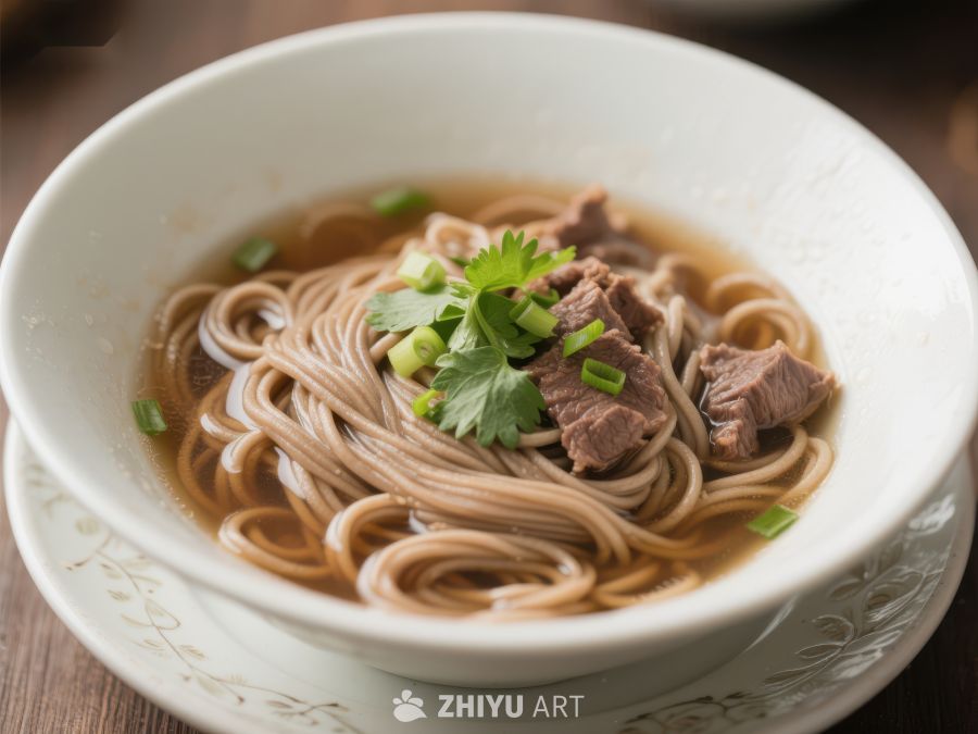 牛肉面碗装，配以香菜点缀 765