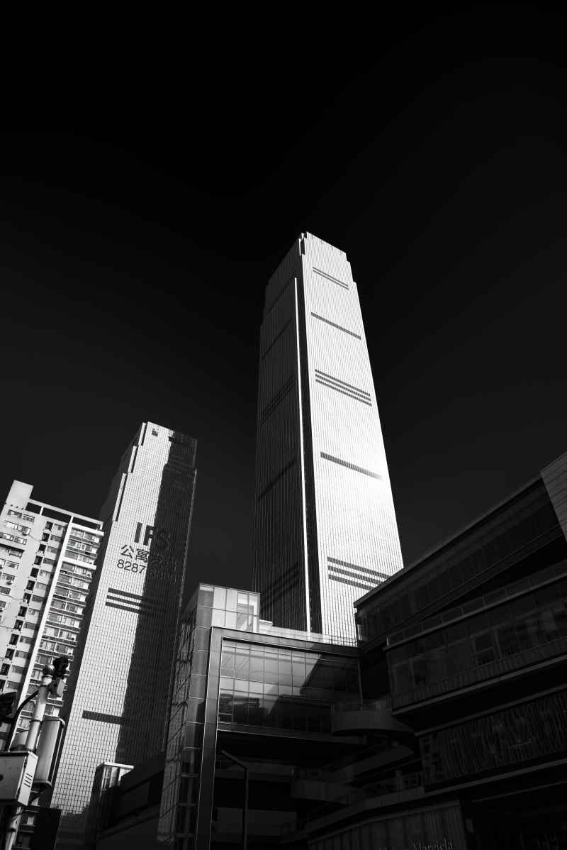 城市高楼黑白明度建筑