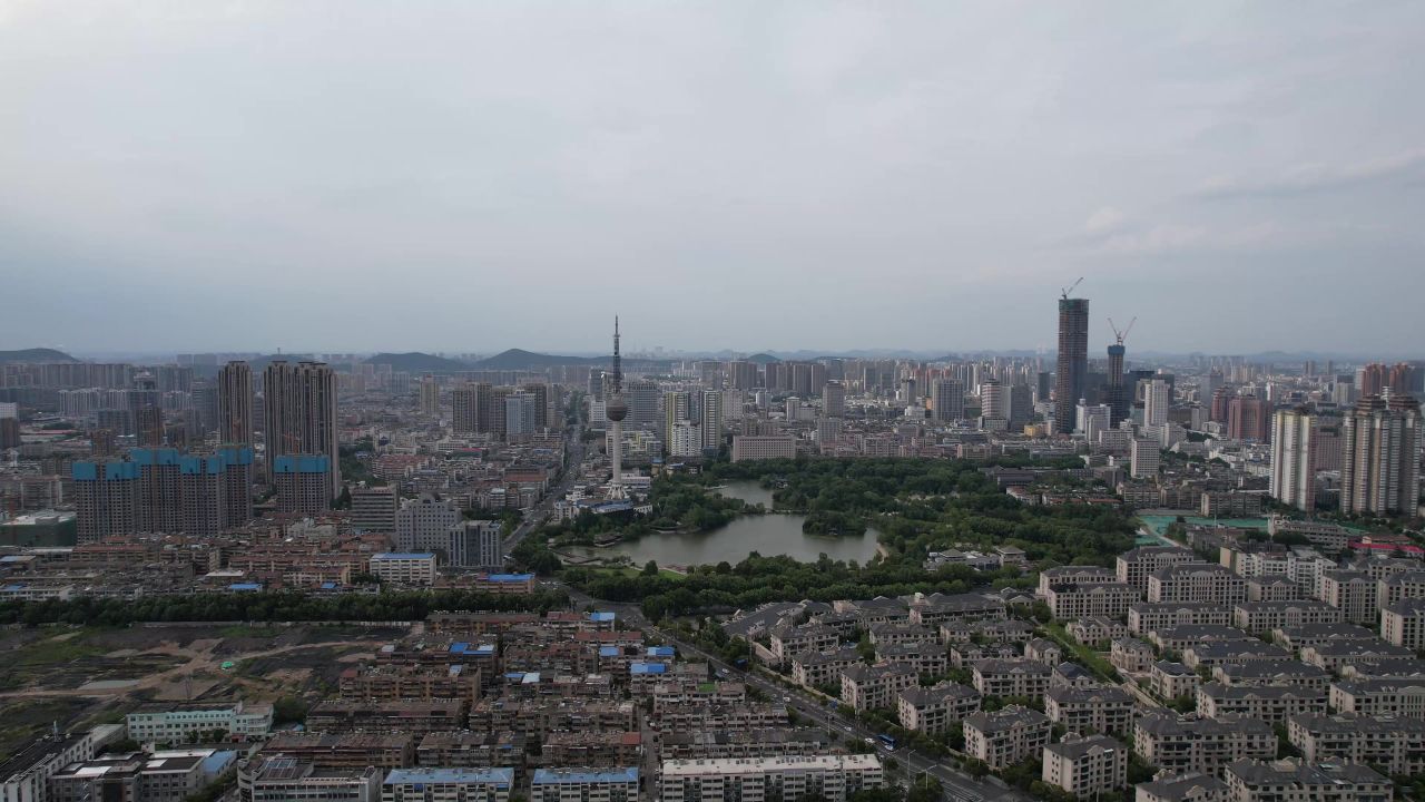 江苏苏州城市大景交通航拍