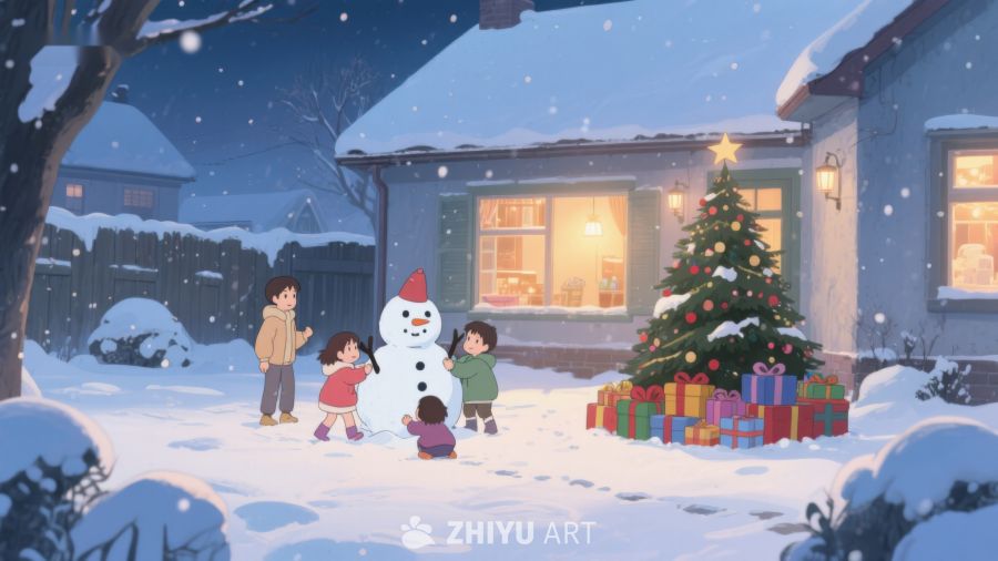 雪夜温馨圣诞场景 319