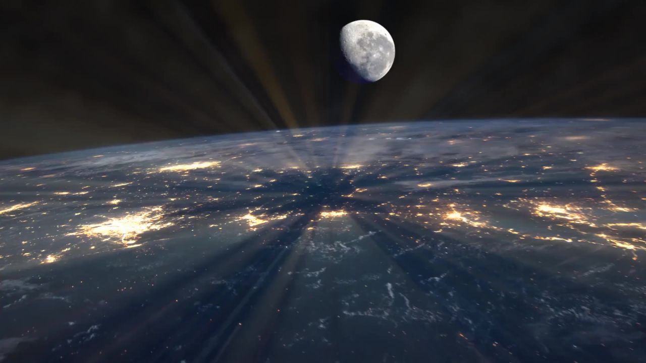 地球和月球气氛大气月亮月光空间人类侧影宇宙世界