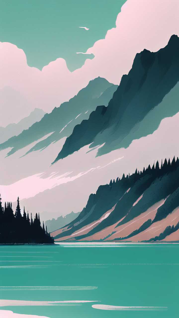 浅绿色山水画1