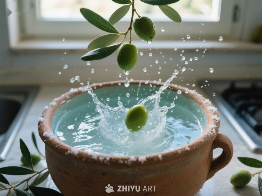 橄榄落入水碗，溅起水花 193