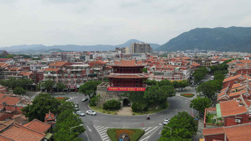航拍福建泉州朝天门古建筑