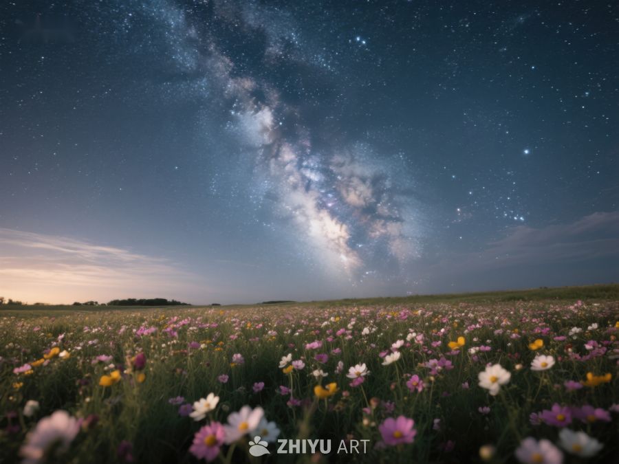 夜空银河下的花海 426