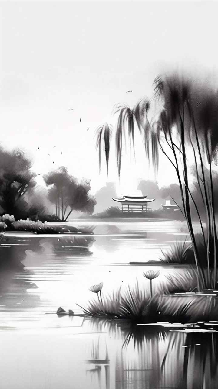 国风水墨山水画简约风格插画 81