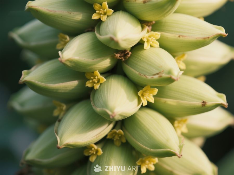 绿色植物花苞与黄色小花 174