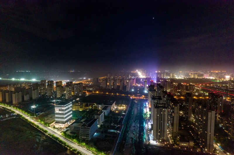 河北衡水城市夜景灯光航拍摄影图