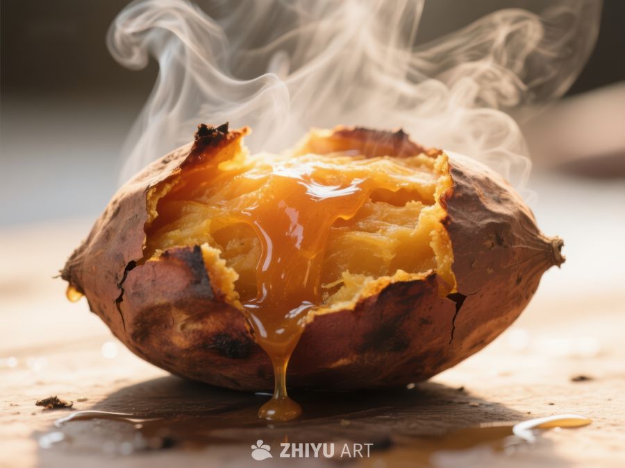 热腾腾的烤红薯，糖汁四溢 974