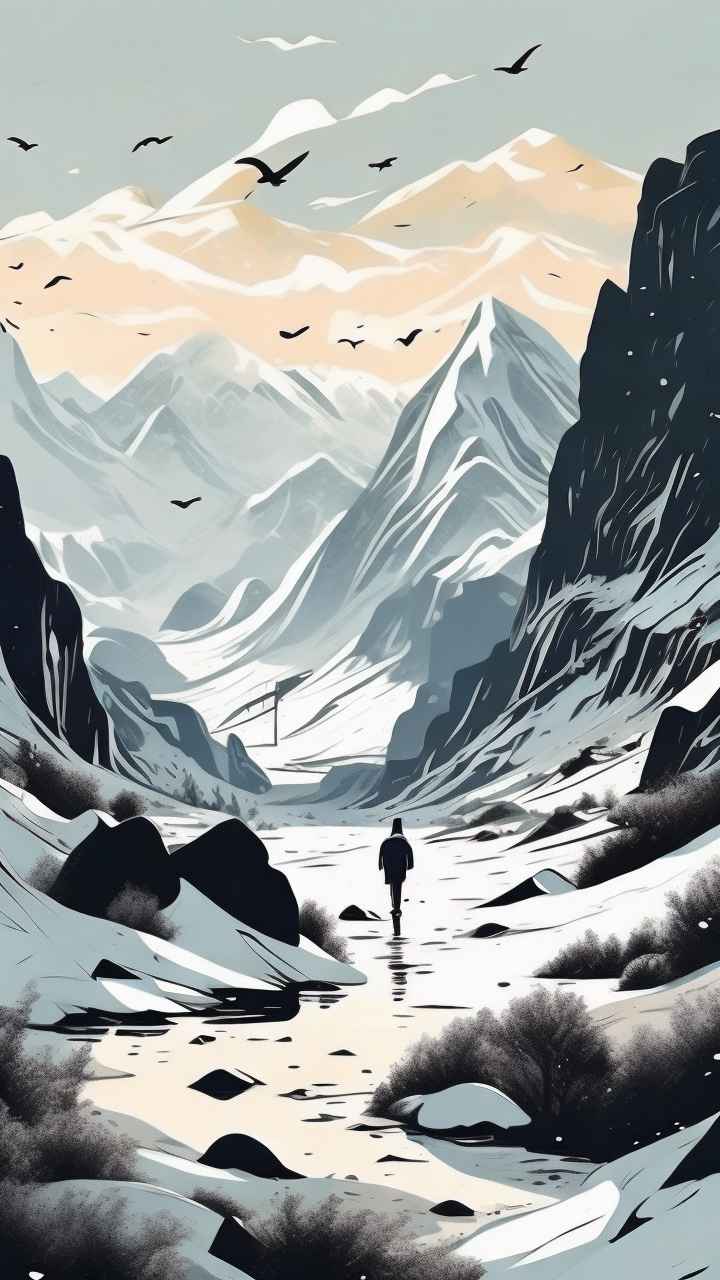 雪山高原冰川插画 46